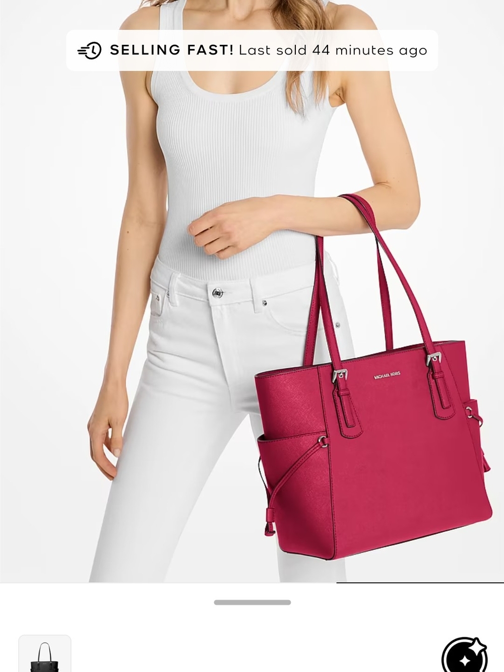 New, Michael Kors Hot Pink Saffiano Leather Tote - Picture 8 of 9